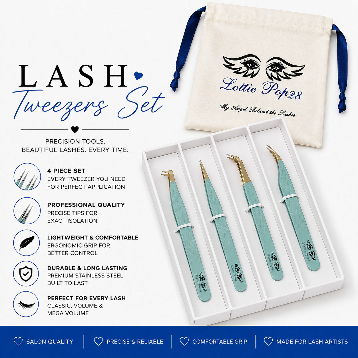 4-Piece Lash Tweezer Set